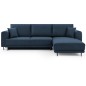 Canapé d'angle convertible en velours, avec rangement, bleu foncé, angle droit, DALLAS, 4 places