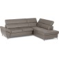 Canapé d'angle convertible en cuir italien luxe 5 places, MEMEZO, coffre, taupe, angle droit Canapé d'angle convertible en cuir italien luxe 5 places, MEMEZO, coffre, taupe, angle droit