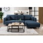 Canapé d'angle convertible en velours, avec rangement, bleu foncé, angle droit, DALLAS, 4 places