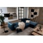 Canapé d'angle convertible en velours, avec rangement, bleu foncé, angle droit, DALLAS, 4 places