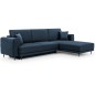 Canapé d'angle convertible en velours, avec rangement, bleu foncé, angle droit, DALLAS, 4 places
