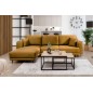 Canapé d'angle convertible en velours, avec rangement, BRONZE, angle gauche, DALLAS, 4 places