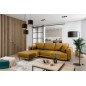 Canapé d'angle convertible en velours, avec rangement, BRONZE, angle gauche, DALLAS, 4 places