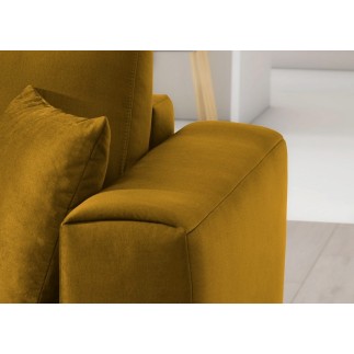 Canapé d'angle convertible en velours, avec rangement, BRONZE, angle gauche, DALLAS