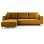 Canapé d'angle convertible en velours, avec rangement, BRONZE, angle gauche, DALLAS, 4 places