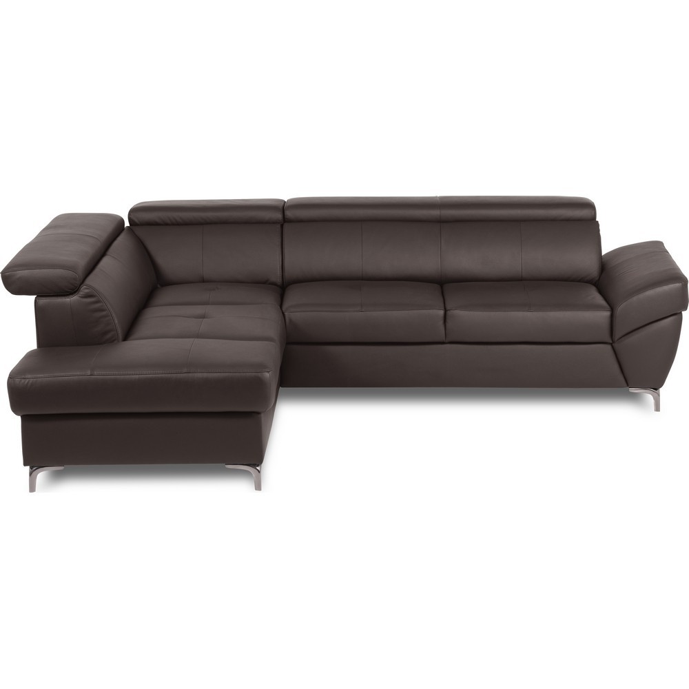 Canapé d'angle convertible en cuir italien luxe 5 places, MEMEZO, coffre, CHOCOLAT, angle gauche Canapé d'angle convertible en cuir italien luxe 5 places, MEMEZO, coffre, CHOCOLAT, angle gauche