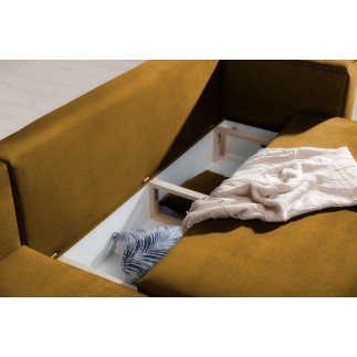 Canapé d'angle convertible en velours, avec rangement, BRONZE, angle droit, DALLAS
