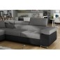 Canapé d'angle convertible en tissu luxe et simili cuir 5 places, coffre, gris / noir, angle gauche (vu de face), ANNECY MIX