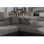 Canapé d'angle convertible en tissu luxe et simili cuir 5 places, coffre, gris / noir, angle gauche (vu de face), ANNECY MIX