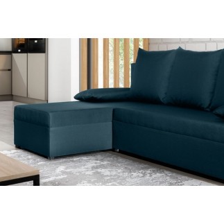 Canapé d'angle convertible - GILO - en tissu luxe 3/4 places - gris foncé, angle gauche (vu de face)