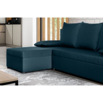 Canapé d'angle convertible - GILO - en tissu luxe 3/4 places - gris foncé, angle gauche (vu de face)
