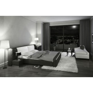 Lit en cuir italien de luxe ELEGANCE, noir et blanc