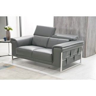 Ensemble Canapé 3 places et 2 places et fauteuil 1 place en cuir italien buffle , BOLZANO, gris foncé