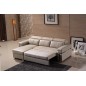 Canapé d'angle convertible en cuir buffle italien - 5 places, ALLURE, beige, angle gauche