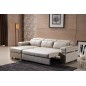 Canapé d'angle convertible en cuir buffle italien - 5 places, ALLURE, beige, angle gauche
