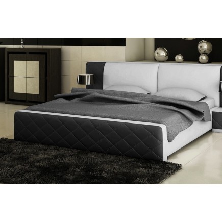 Lit en cuir italien de luxe ELEGANCE, noir et blanc, 180x200