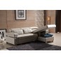 Canapé d'angle convertible en cuir buffle italien 5 places, ALLURE, beige, angle drroite, angle droit