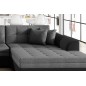 Canapé panoramique convertible en tissu gris et simili noir de qualité, réversible (gauche et droit) - VENTURA Mix, 7 places