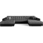 Canapé panoramique convertible en tissu gris et simili noir de qualité, réversible (gauche et droit) - VENTURA Mix, 7 places