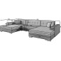 Canapé panoramique convertible en tissu chocolat et simili beige, de qualité, réversible (gauche et droit) - VENTURA Mix, 7 plac