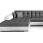 Canapé panoramique convertible en tissu gris et simili blanc cassé de qualité, réversible (gauche et droit) - VENTURA Mix, 7 pla