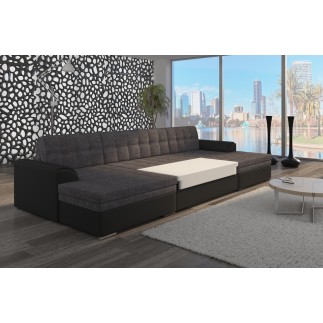 Canapé panoramique convertible en tissu gris foncé de qualité, réversible (gauche et droit) - VENTURA