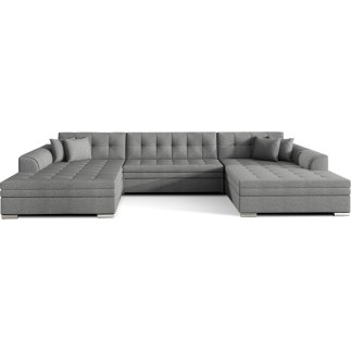Canapé panoramique convertible en tissu gris de qualité, réversible (gauche et droit) - VENTURA