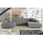Canapé panoramique convertible en tissu gris de qualité, réversible (gauche et droit) - VENTURA, 7 places