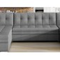 Canapé panoramique convertible en tissu gris de qualité, réversible (gauche et droit) - VENTURA, 7 places