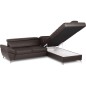 Canapé d'angle convertible en cuir italien luxe 5 places, MEMEZO, coffre, CHOCOLAT, angle droit Canapé d'angle convertible en cuir italien luxe 5 places, MEMEZO, coffre, CHOCOLAT, angle droit