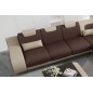 Canapé d'angle en cuir italien 7 places LUXEMBOURG, chocolat et beige, angle droit