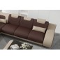 - Canapé d'angle en cuir italien 7 places LUXEMBOURG, chocolat et beige, angle gauche