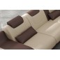 Canapé d'angle en cuir italien 7 places LUXEMBOURG, beige et chocolat, angle gauche