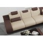 Canapé d'angle en cuir italien 7 places LUXEMBOURG, beige et chocolat, angle droit