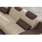 Canapé d'angle en cuir italien 7 places LUXEMBOURG, beige et chocolat, angle droit