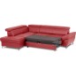 Canapé d'angle convertible en cuir italien luxe 5 places, MEMEZO, coffre, rouge foncé, angle gauche Canapé d'angle convertible en cuir italien luxe 5 places, MEMEZO, coffre, rouge foncé, angle gauche