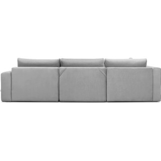 Canapé convertible en velours luxe 6/7 places et coffre, gris, méridienne gauche (vu de face) BONITA