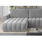 Canapé convertible en velours luxe 6/7 places et coffre, gris, méridienne gauche (vu de face) BONITA