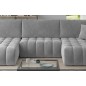 Canapé convertible en velours luxe 5 places et coffre, gris, méridienne droite (vu de face) BONITA