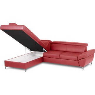 Canapé d'angle convertible en cuir italien luxe 5 places