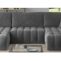 Canapé convertible en velours luxe 6/7 places et coffre, gris foncé, méridienne gauche (vu de face) BONITA