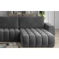 Canapé convertible en velours luxe 6/7 places et coffre, gris foncé, méridienne gauche (vu de face) BONITA