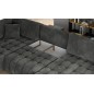 Canapé convertible en velours luxe 5 places et coffre, gris foncé, méridienne droite (vu de face) BONITA