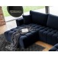 Canapé convertible en velours luxe 6/7 places et coffre, bleu foncé, méridienne gauche (vu de face) BONITA