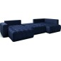 Canapé convertible en velours luxe 6/7 places et coffre, bleu foncé, méridienne gauche (vu de face) BONITA