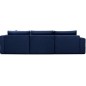 Canapé convertible en velours luxe 5 places et coffre, bleu foncé, méridienne droite (vu de face) BONITA