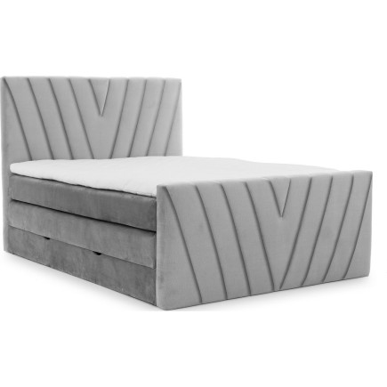 Ensemble boxspring complet 180x200 tête de lit + sommiers + matelas + surmatelas CANDY - velours luxe gris