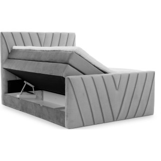 Ensemble boxspring complet 180x200 tête de lit + sommiers + matelas + surmatelas CANDY - velours luxe gris