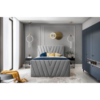 Ensemble boxspring complet 180x200 tête de lit + sommiers + matelas + surmatelas CANDY - velours luxe gris