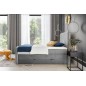 Ensemble boxspring complet 180x200 tête de lit + sommiers + matelas + surmatelas CANDY - velours luxe gris